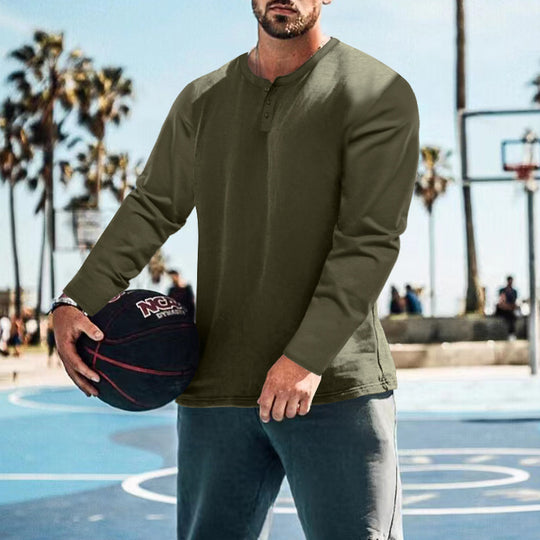 Herren Langarm-Henley-Shirt mit praktischem Knopfdesign und lässigem Schnitt EB