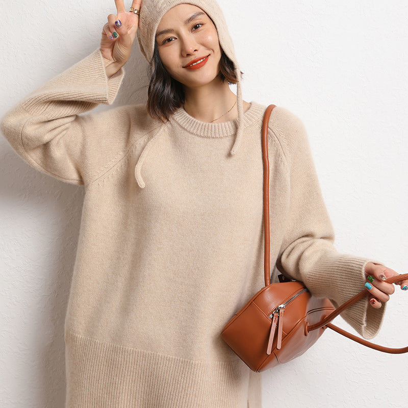 Damen Eleganter, lässiger Strickpullover mit weitem Schnitt und detailreichen Ärmeln EB