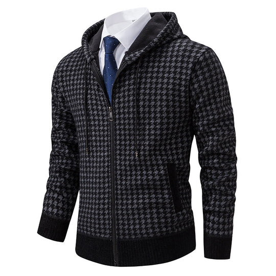 Herren elegante und bequeme Strickjacke mit Kapuze EB