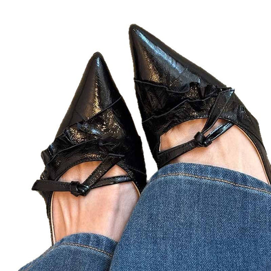 Damen spitze Ballerinas mit dekorativem Schleifendetail EB