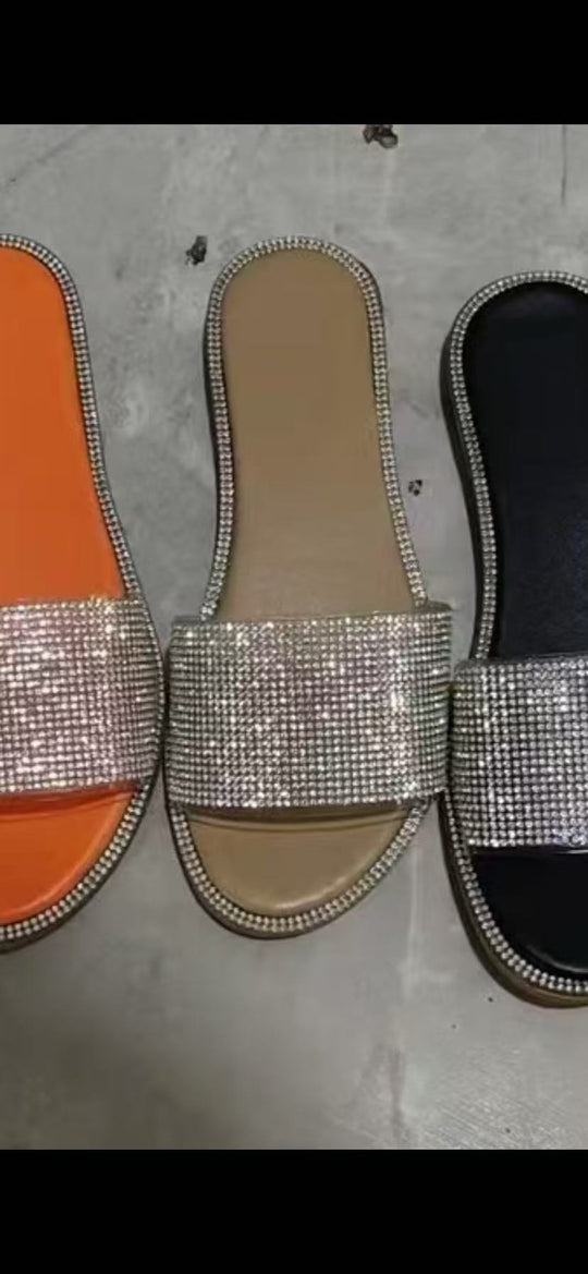 Damen Luxus Hausschuhe mit Strass-Details EB