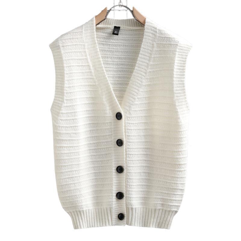 Damen ärmellose Strickjacke mit Knopfdetails und feinem Design EB