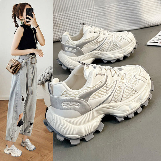 Damen Ultra-leichte Fitness-Sneaker mit atmungsaktiver Netzstruktur und stoßdämpfender Sohle EB