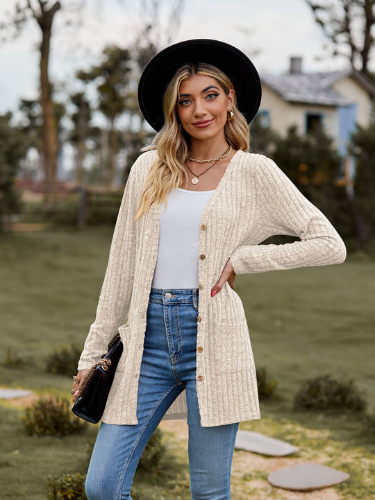 Damen Strickjacke mit strukturiertem Muster und praktischen Taschen EB 1753970709