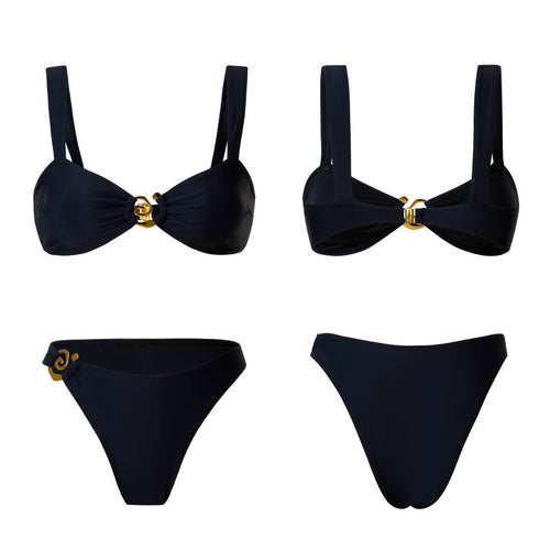 Damen Bikini-Set mit breiten Trägern und modischem Golddetail EB