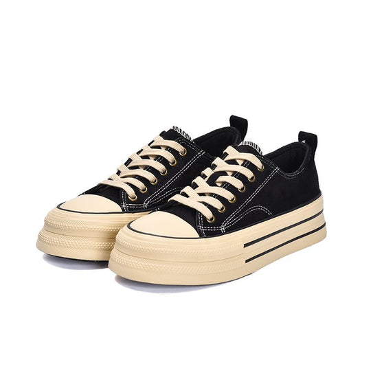Damen modische Plateau-Sneaker mit samtiger Oberfläche und elastischem Schnürsystem EB