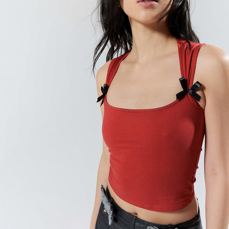 Damen Crop-Top mit verspielten Schleifendetails EB