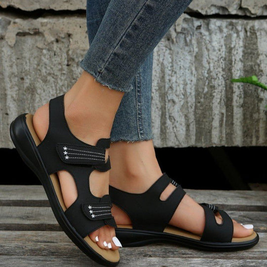 Damen Komfortable Sandalen mit verstellbaren Klettverschlüssen und anatomischem Fußbett EB