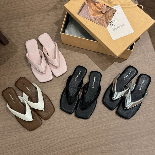 Damen elegante Zehentrenner-Sandalen mit gepolstertem Fußbett EB