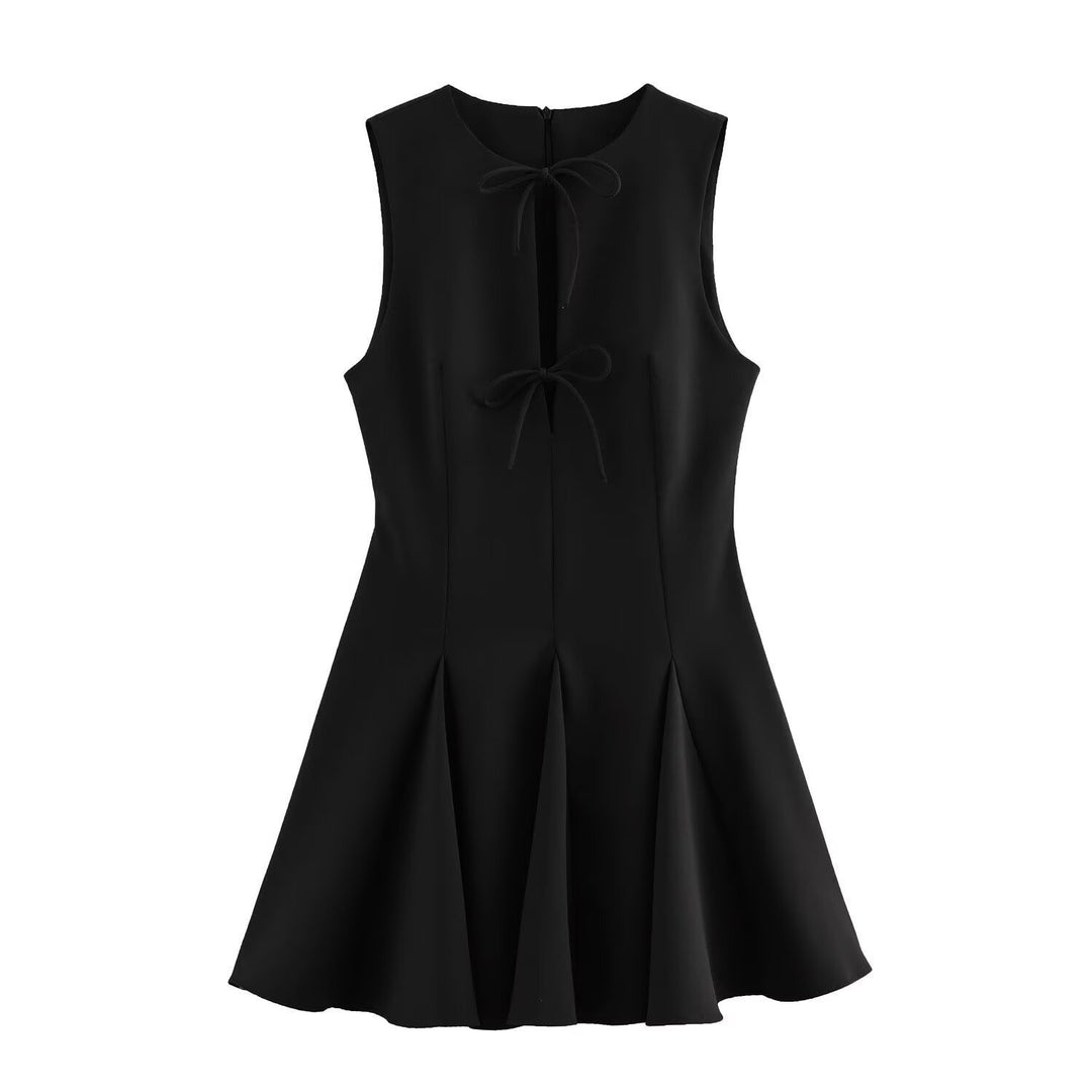 Damen ärmelloses A-Linien Kleid mit elegantem Knoten-Detail EB
