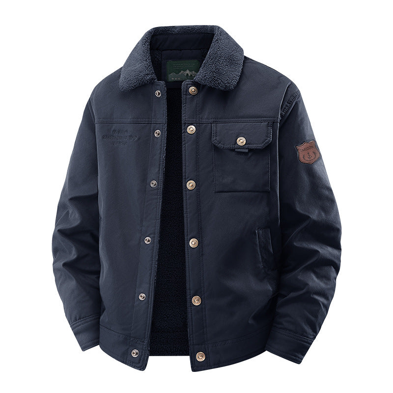 Herren  gesteppte Canvas-Arbeiterjacke mit Teddykragen, thermischer Innenlage und multiplen Taschen EB