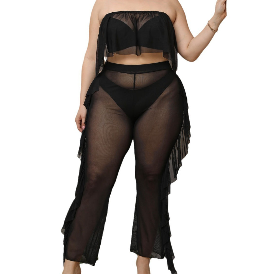 Damen eleganter Strand-Bikini-Set mit fransigen Akzenten EB