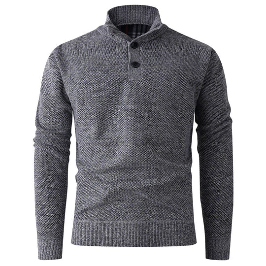Herren Strickpullover mit modernem Stehkragen und dekorativen Knopfdetails EB