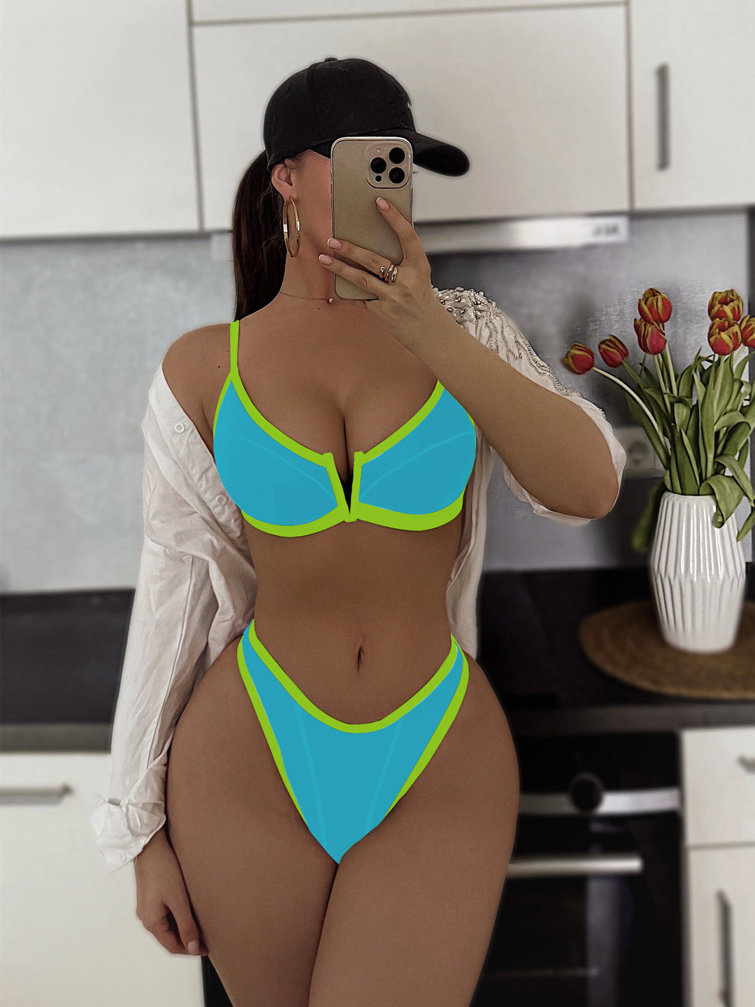 Damen Push-up Bikini mit stylischem V-Ausschnitt EB