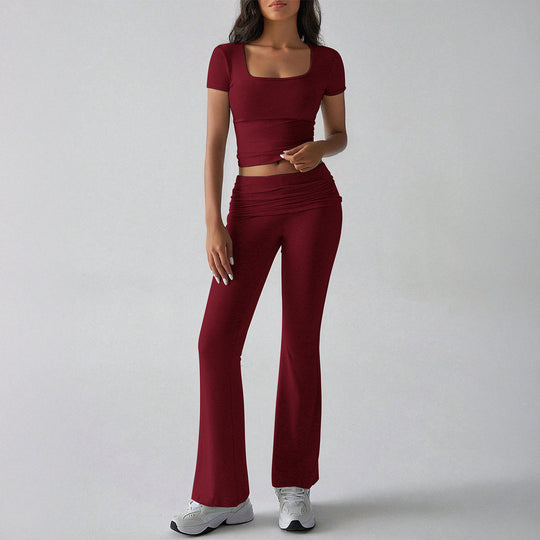 Damen Sportliches Oberteil mit hohen Taillenleggings aktivem Set EB