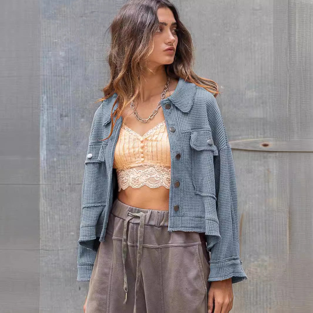 Damen gemütliche Waffle-Jacke EB