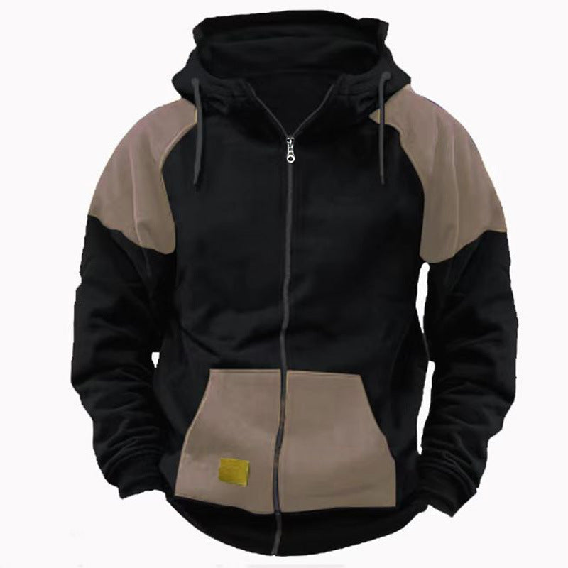 Herren sportliche Kapuzenjacke mit modischen Kontrastdetails EB