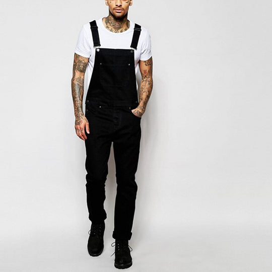 Herren lässige Denim-Latzhose mit verstellbaren Trägern und moderner Passform EB