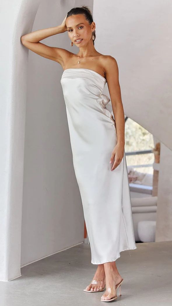 EB | Satin rückenfreies Röhrentop Kleid