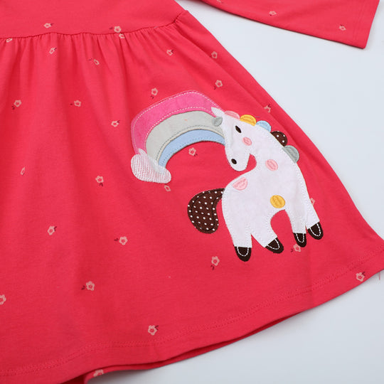 Mädchen Langarmkleid mit bezauberndem Einhorn-Design EB