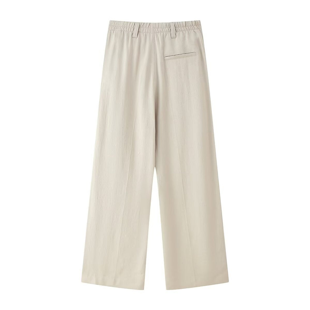 Damen weit High-Waist Hose mit eleganter Faltenlegung und komfortablem Schnitt EB