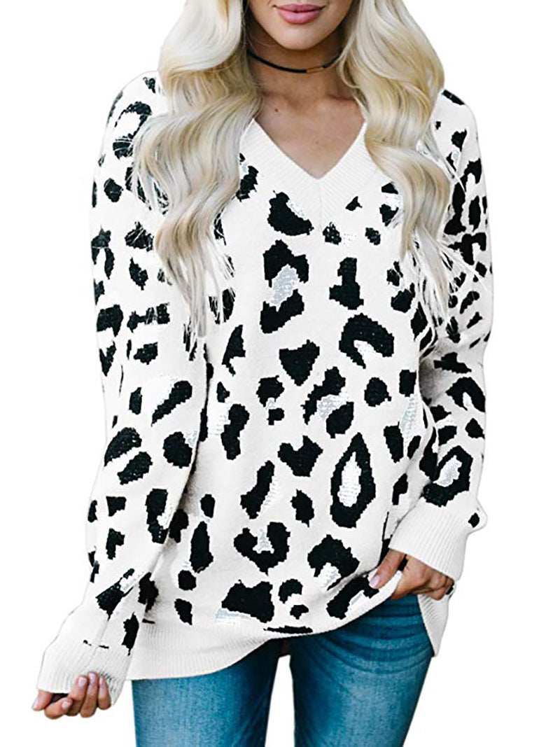 Damen Strickpullover mit modernem Leopardenmuster EB