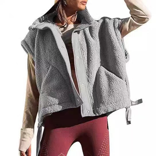 Damen weiche Teddy-Weste mit praktischem Schnitt EB