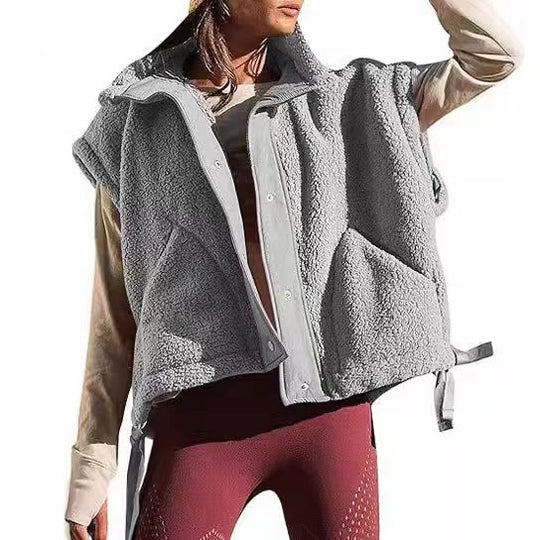 Damen weiche Teddy-Weste mit praktischem Schnitt EB