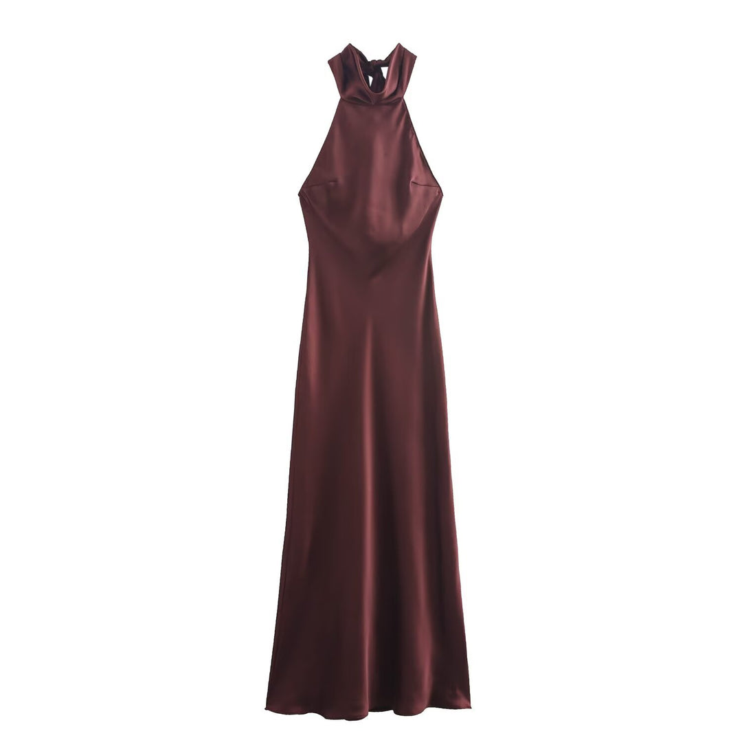 Damen Abendkleid mit hohem Kragen und fließendem Schnitt EB