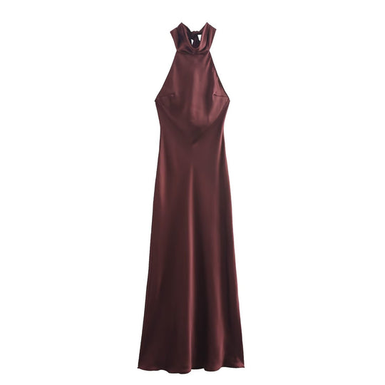 Damen Abendkleid mit hohem Kragen und fließendem Schnitt EB