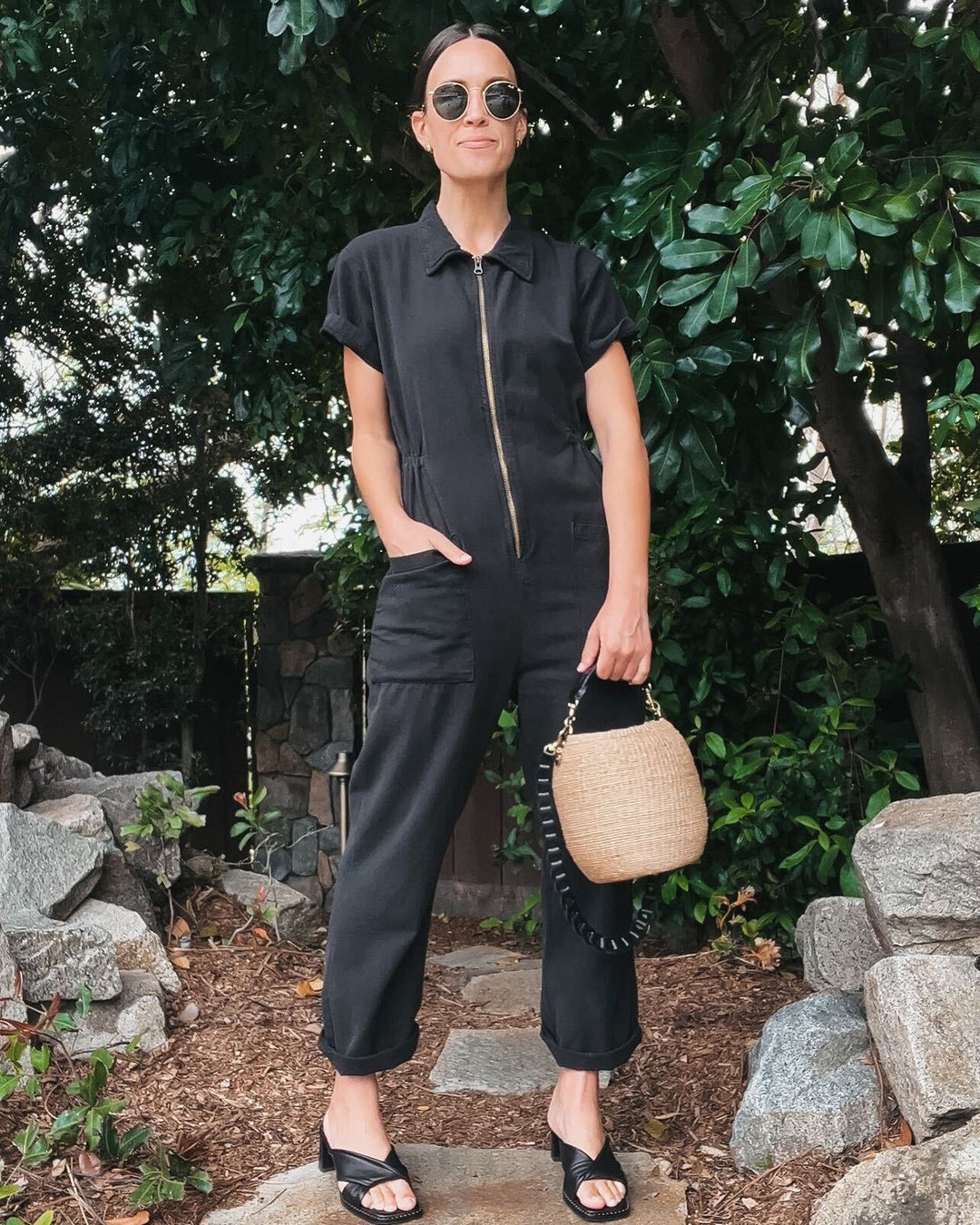 Damen legerer Jumpsuit mit praktischen Taschen und Reißverschluss EB