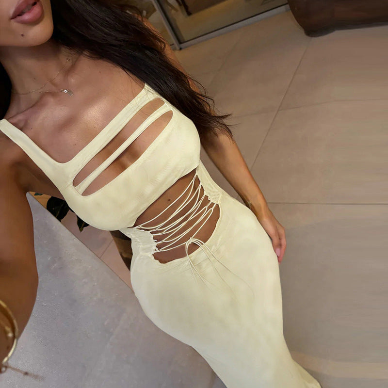 Damen Maxikleid mit raffiniertem Cut-Out-Design und attraktiver Schnürung EB