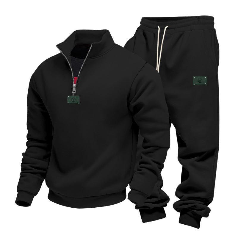 Herren nan komfortables Halbzip-Sweatset mit tapered Jogginghose und elastischem Tunnelzug EB