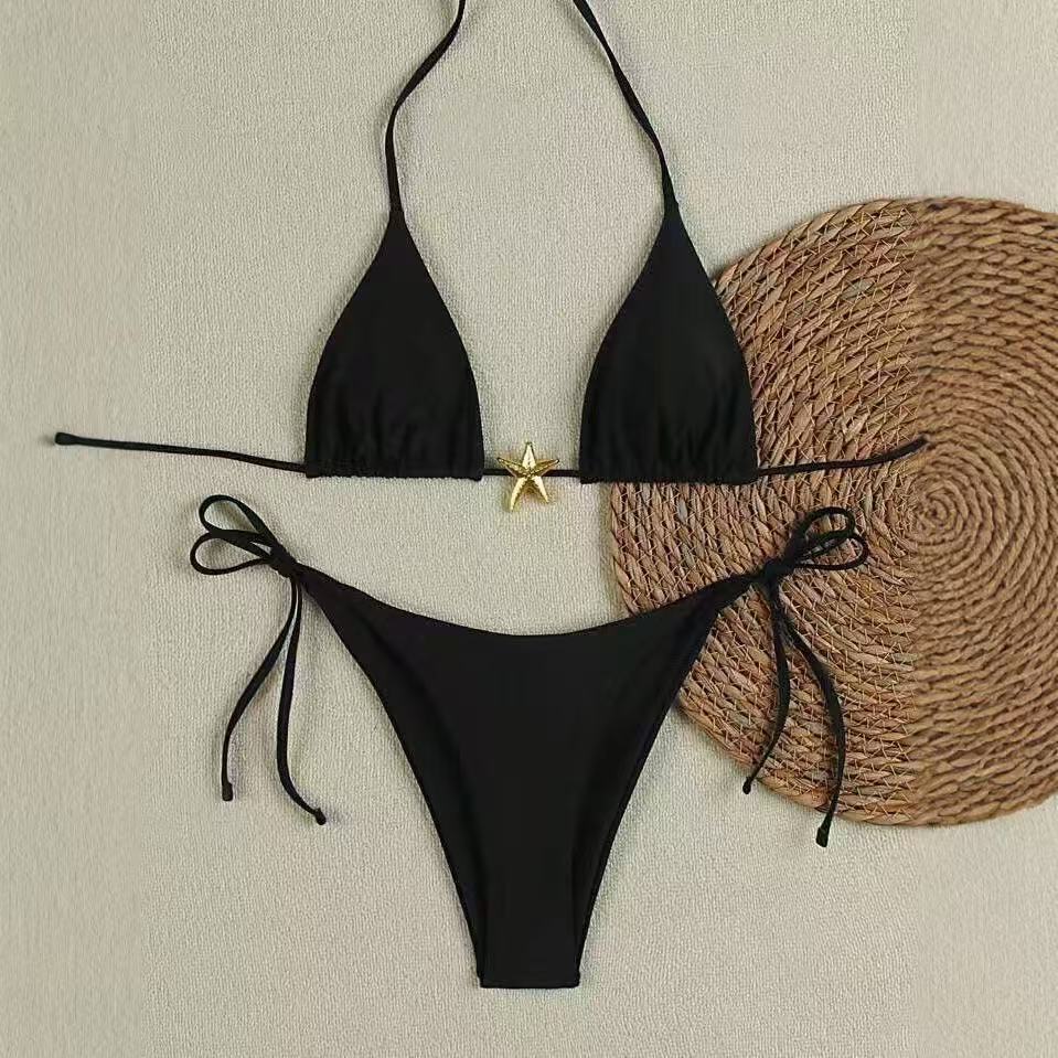 Damen Bikini-Set mit verstellbarem Triangel-Oberteil und hoher Taillenhose EB