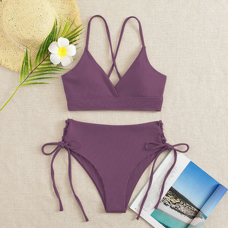 Damen Hochgeschnittener Bikini mit verstellbaren Trägern EB