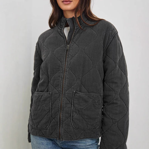 Damen gesteppte Utility-Jacke mit praktischen Taschen und hohem Kragen EB