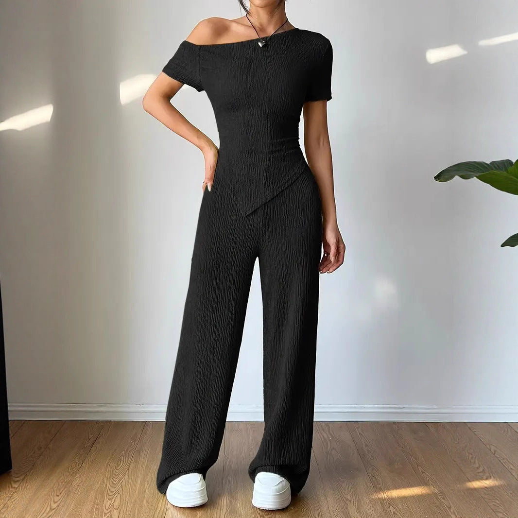 Damen Eleganter Jumpsuit mit asymmetrischem Schnitt und Raffungen EB