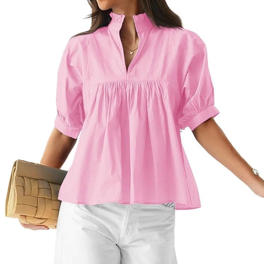 Damen Bluse mit Stehkragen und gepufften Ärmeln EB