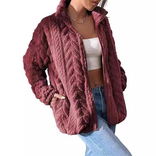 Damen Kuschel-Fleecejacke mit Oversized-Schnitt und Stehkragen EB