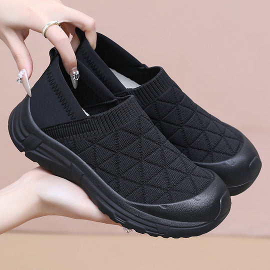 Damen Bequeme Slip-On Laufschuhe mit rutschfester Sohle und elastischem Obermaterial EB
