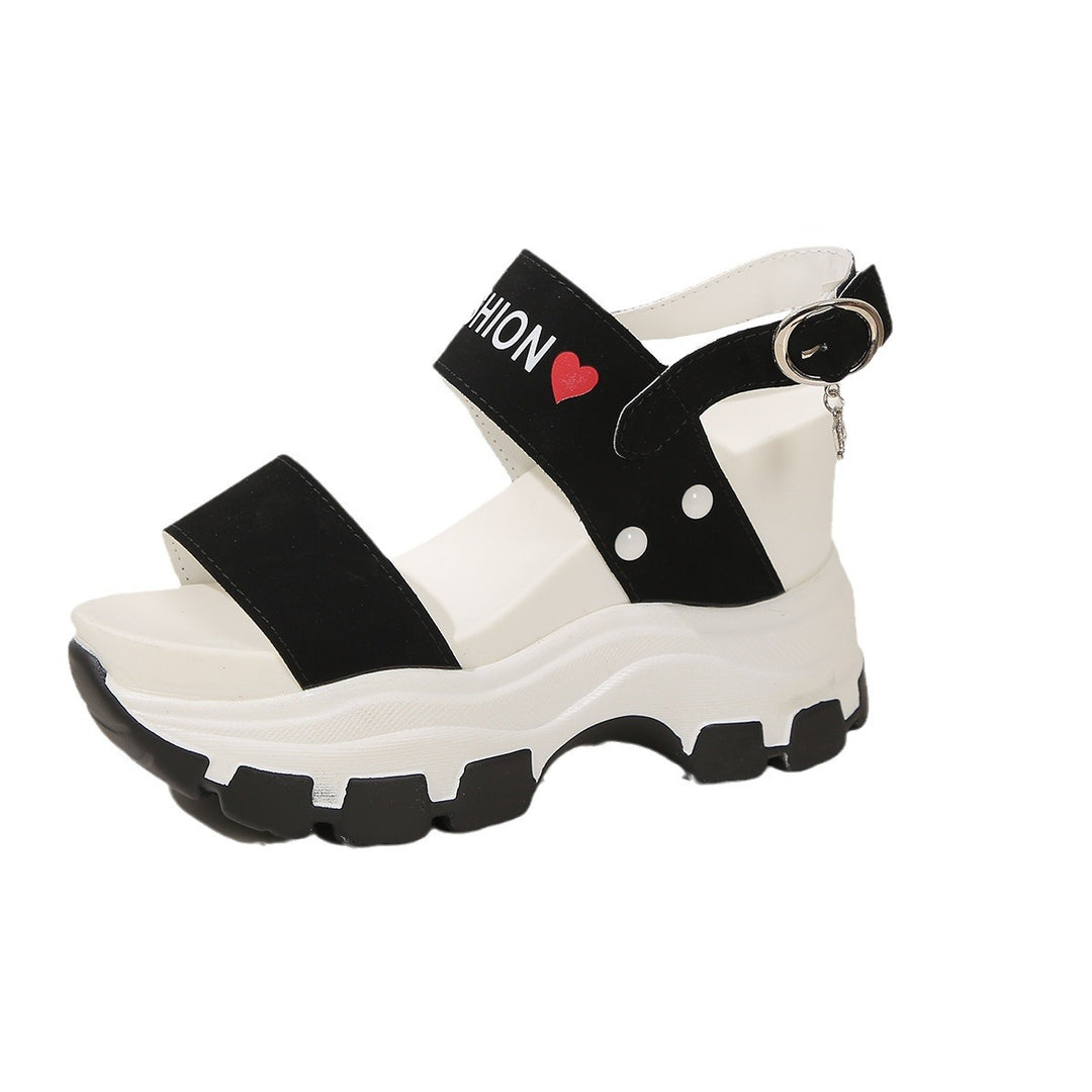 Damen modische Plateau-Sandalen mit verstellbarem Riemen und rutschfester Sohle EB