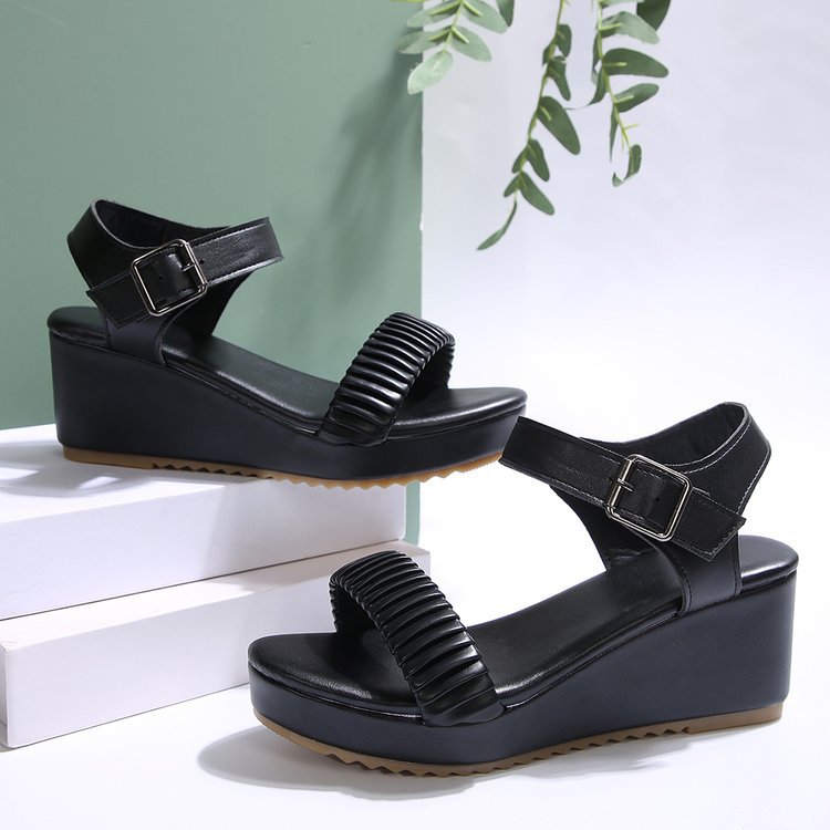 Damen Wedge-Sandalen mit verstellbarem Riemen und rutschfester Sohle EB