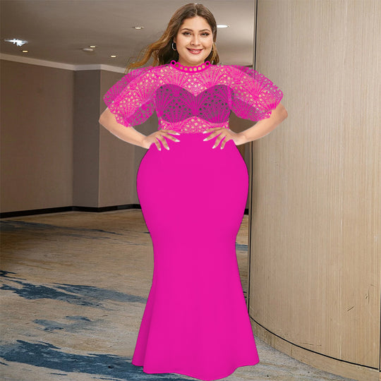 Damen Figurbetontes Langarmkleid mit Spitzenbustier und eleganter Saumführung EB
