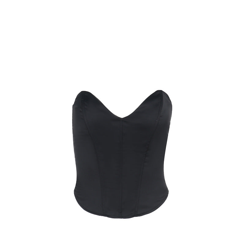 Damen Corsage-Top mit Herz-Ausschnitt aus glattem Satin EB