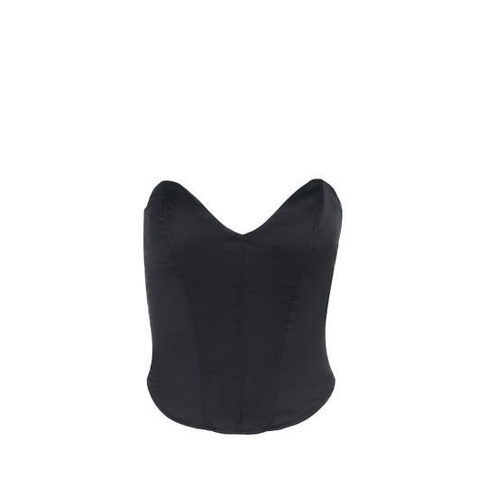 Damen Corsage-Top mit Herz-Ausschnitt aus glattem Satin EB
