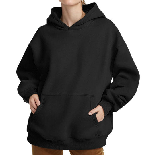 Damen nan extraweites Boxy-Kapuzenpullover mit tiefer Schulterpassform, Känguru-Eingrifftasche und angerauter Innenseite EB