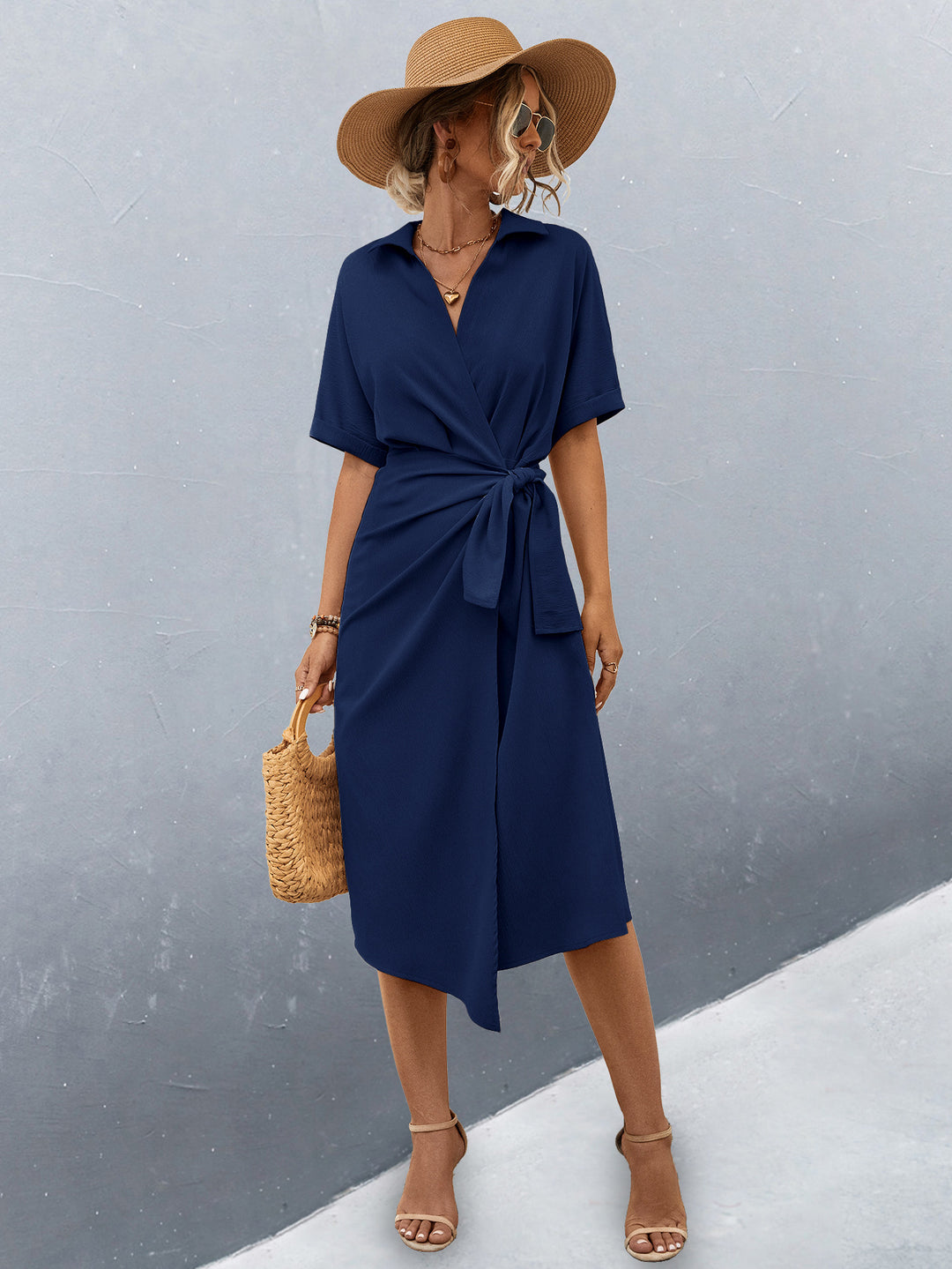 Damen Midikleid mit Wickeloptik EB