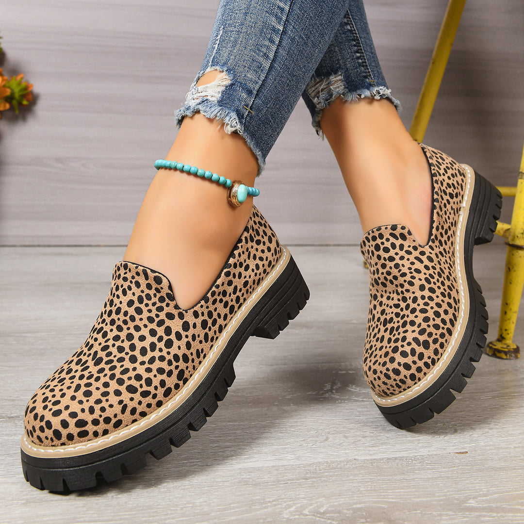 Damen Komfortable Mokassins im tierischen Design mit rutschfester Gummisohle EB