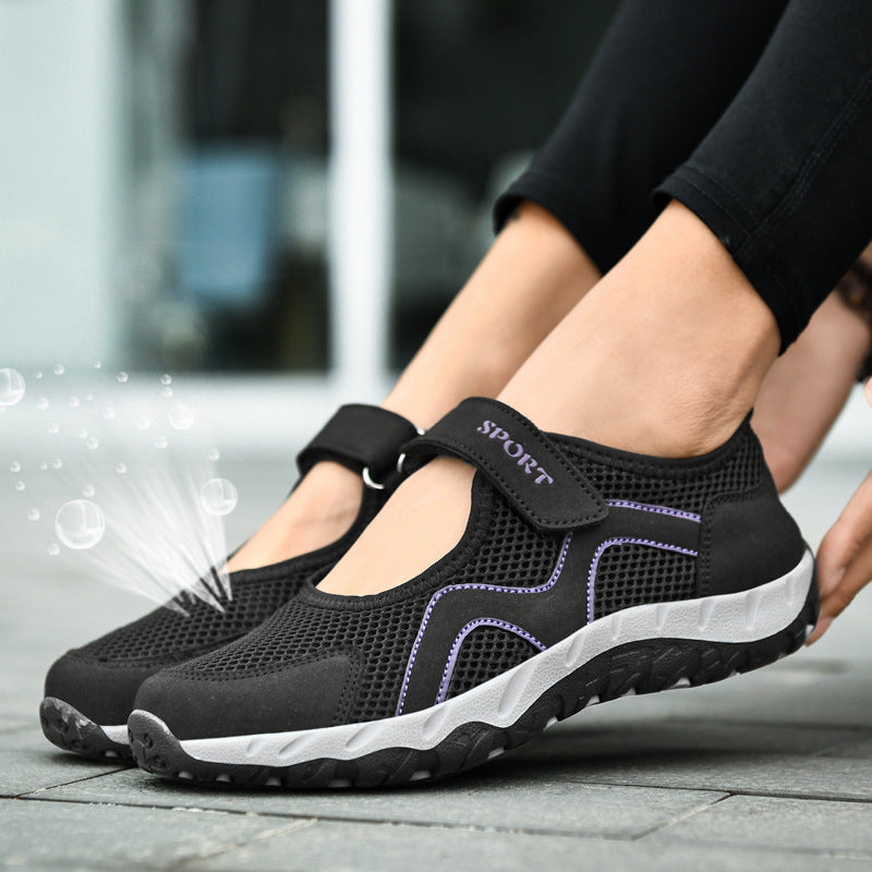 Damen Atmungsaktive Sport-Sneaker mit verstellbarem Klettverschluss EB