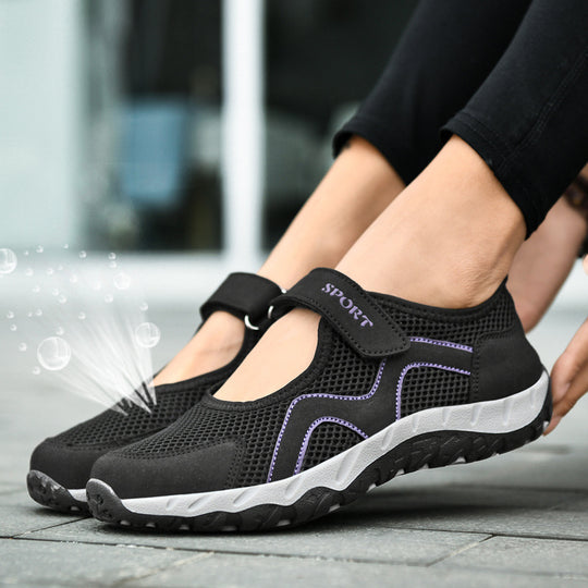 Damen Atmungsaktive Sport-Sneaker mit verstellbarem Klettverschluss EB